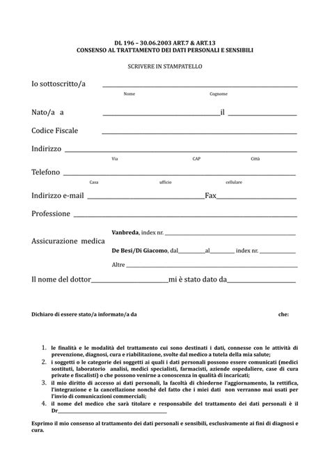 modulo privacy generico